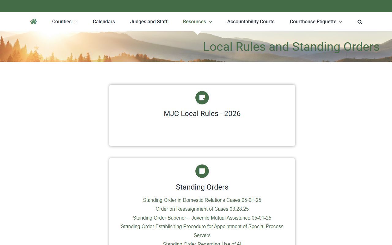 Banks County Clerk of Superior Court Mountain Judicial Circuit local rules