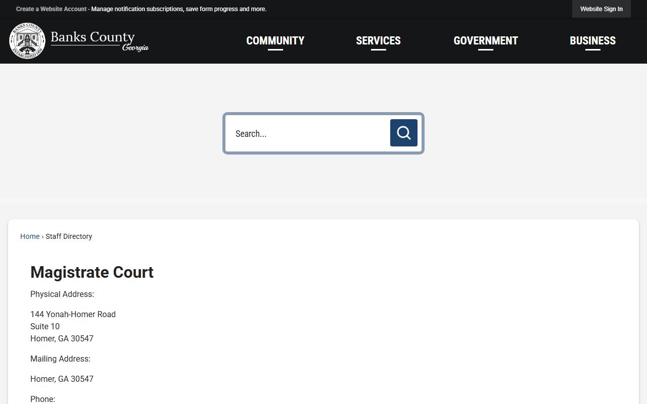Banks County court dockets Magistrate Court directory