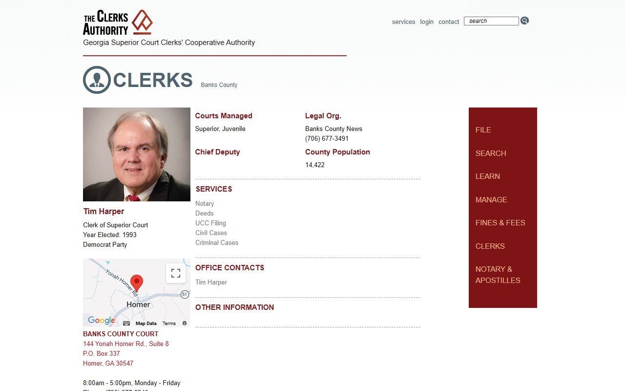 Banks County court records GSCCCA clerk profile