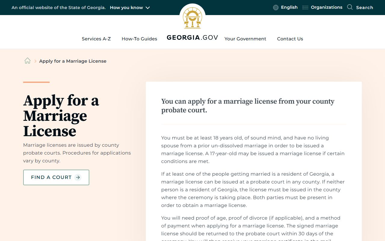 Georgia marriage license application guide