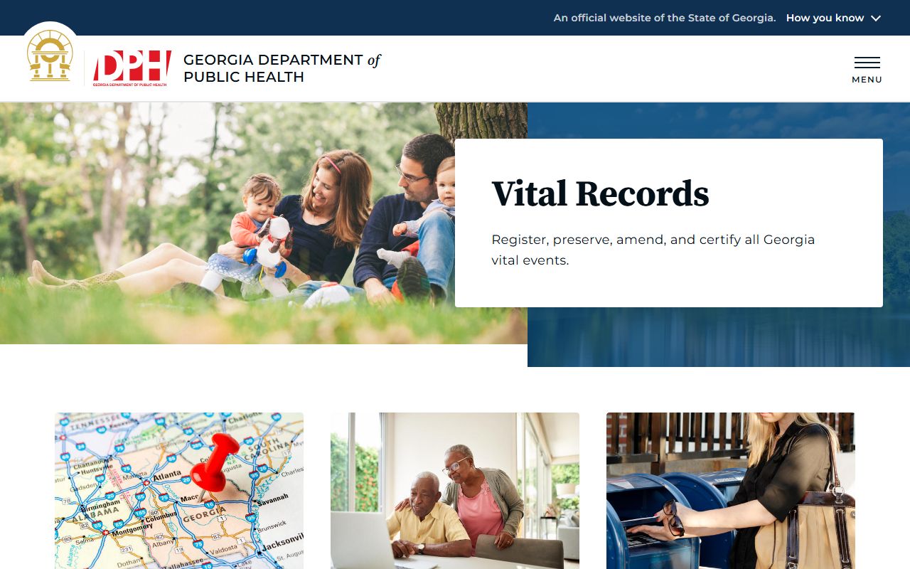 Georgia Vital Records page